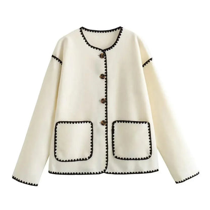 Casual Chic Ivory Button Up Jacket