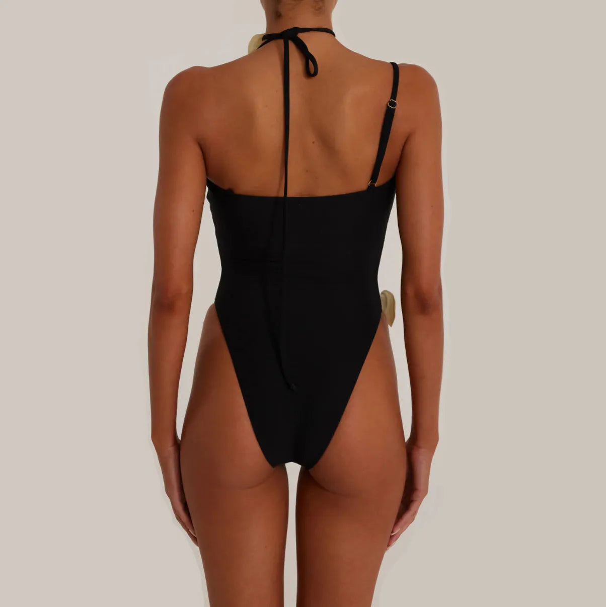 Catania Cruise Black Swimsuit with Rose Detail