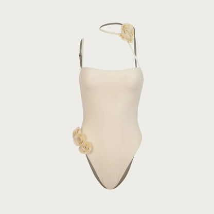 Catania Cruise Ivory Swimsuit with Rose Detail