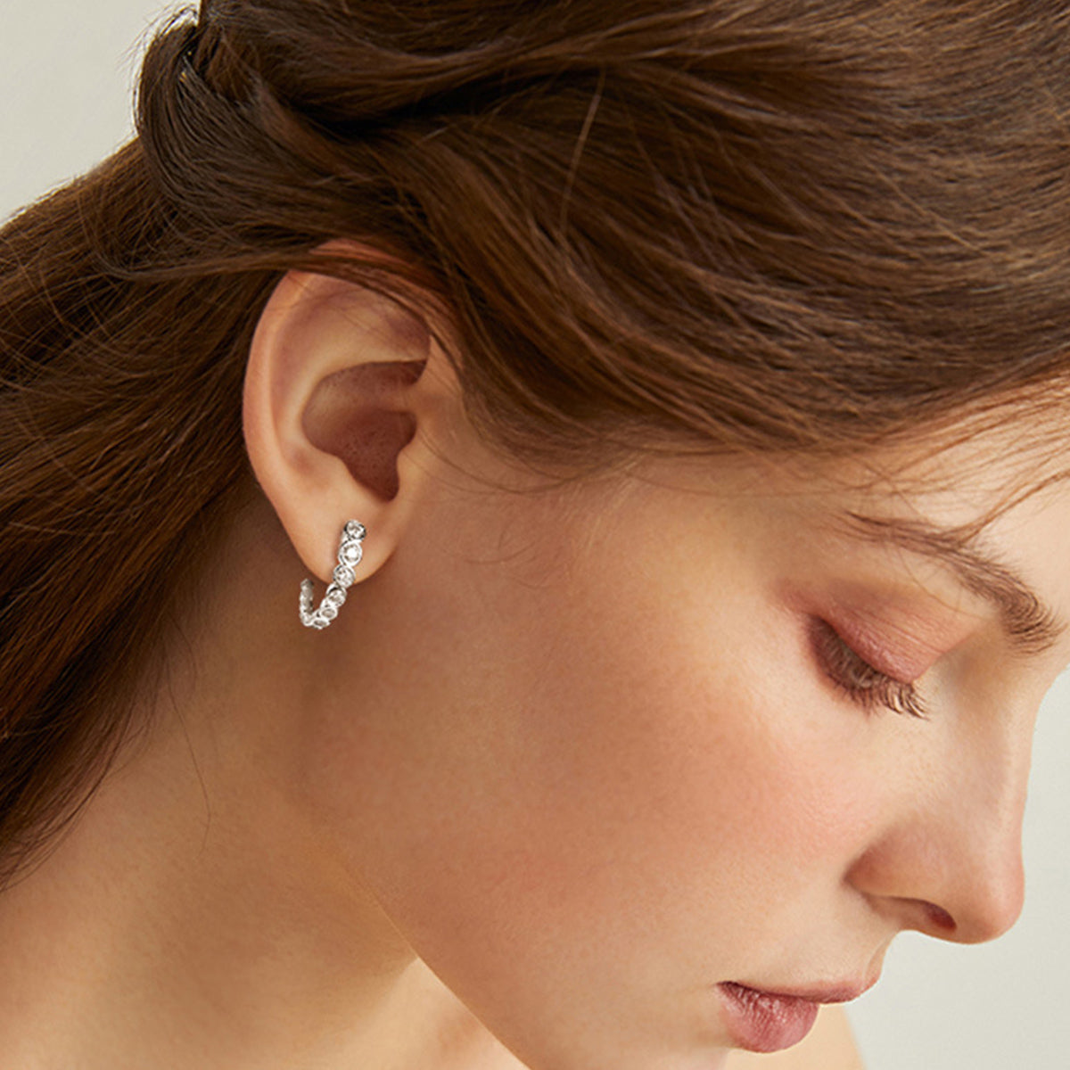 Inlaid Sparkala™ Pure Sterling Silver C-Hoop Earrings