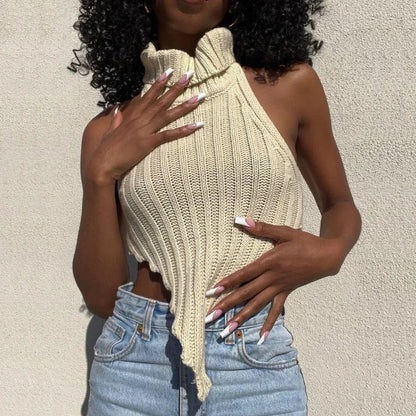 Chaos Champagne Ribbed Knitted Top
