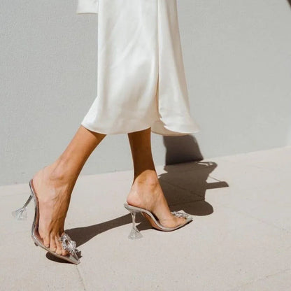 Cinderella Pointed Toe Crystal Brooch Heels