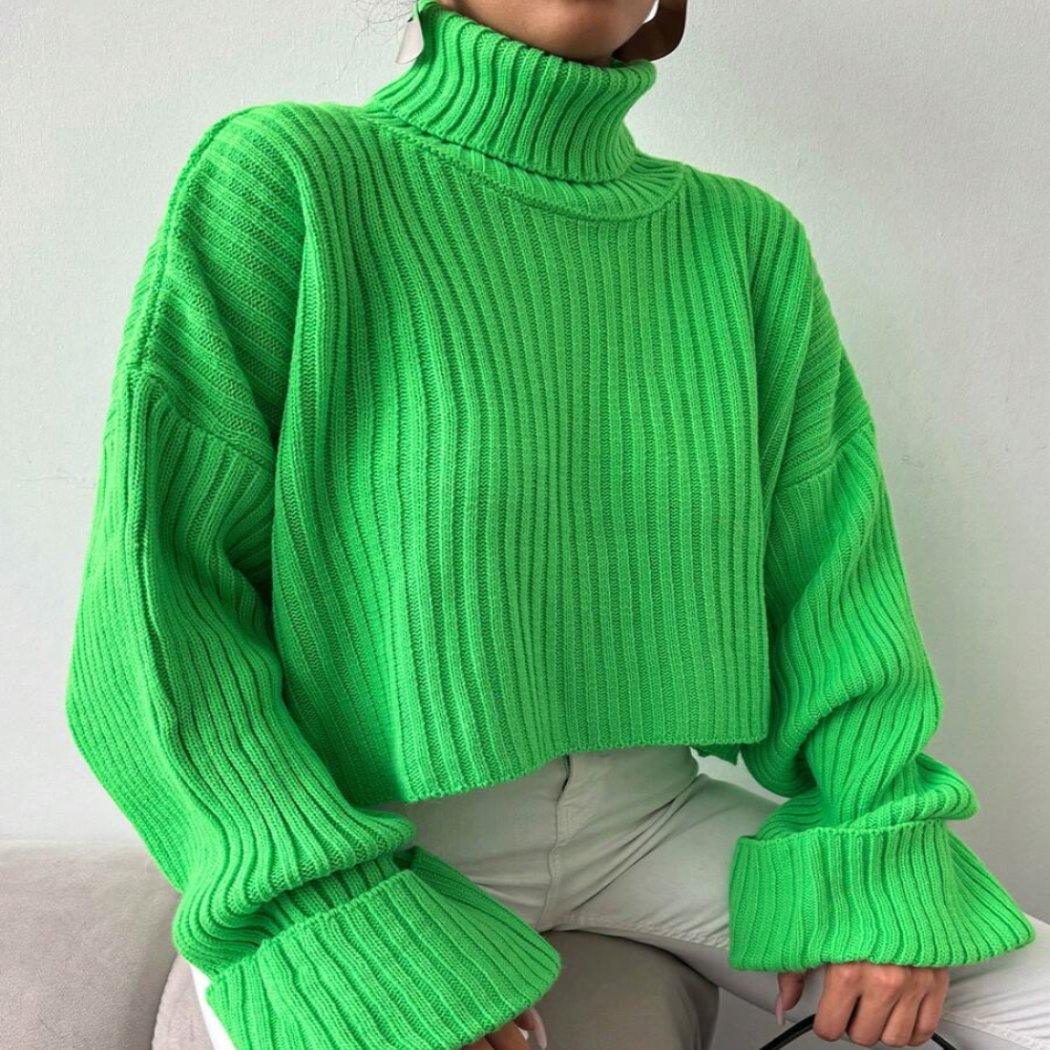 Cold Heart Chic Green Loose Knitted Sweater
