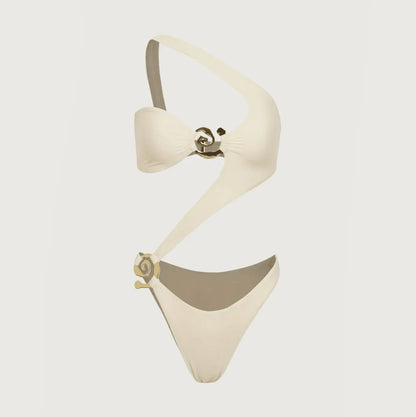Coral Wave Ivory Spiral One-Piece Swimsuit