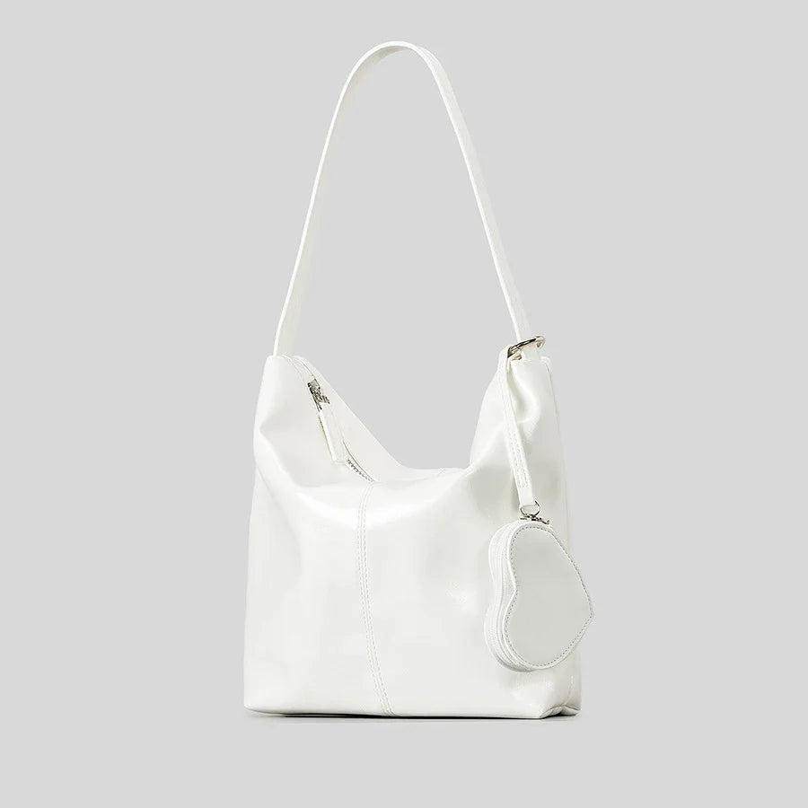 Cosmo Veil Bucket Shoulder Bag with Heart-Shaped Purse
