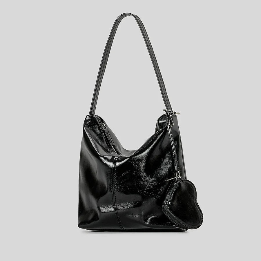 Cosmo Veil Bucket Shoulder Bag with Heart-Shaped Purse