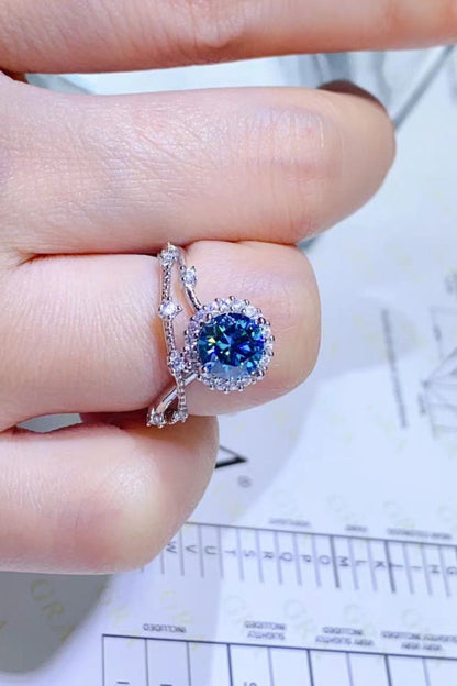 1 Carat Blue Brilliant Round Cut Sparkala™ Platinum Over Pure Sterling Silver Ring (Blue Or Purple)