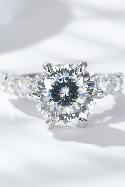5 Carat Brilliant Round Cut Sparkala™ Solitaire with Side Stone Ring (Platinum Plated Pure Sterling Silver)