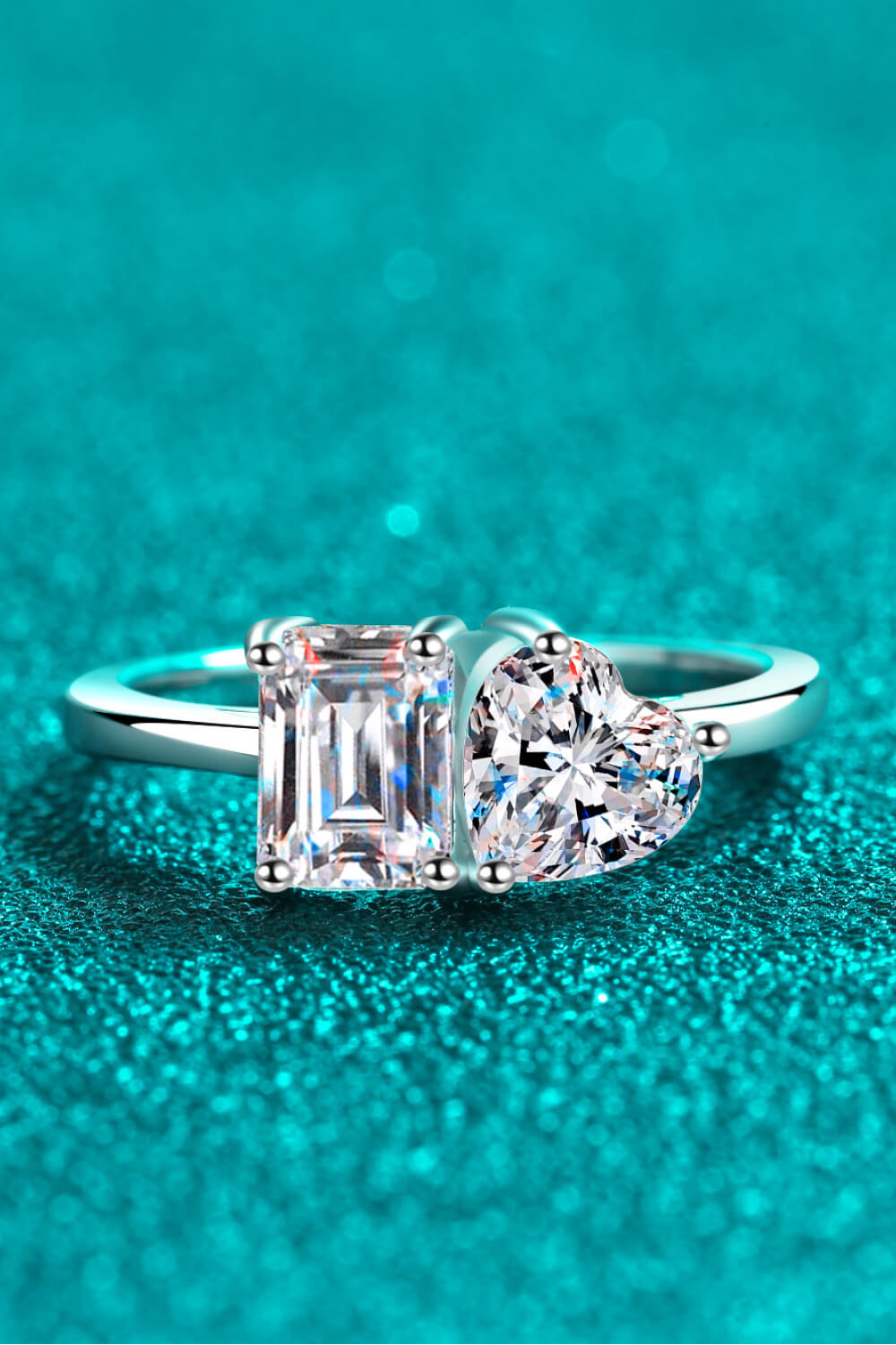 Rhodium-Plated 2 Carat Emerald-Cut Sparkala™ Ring