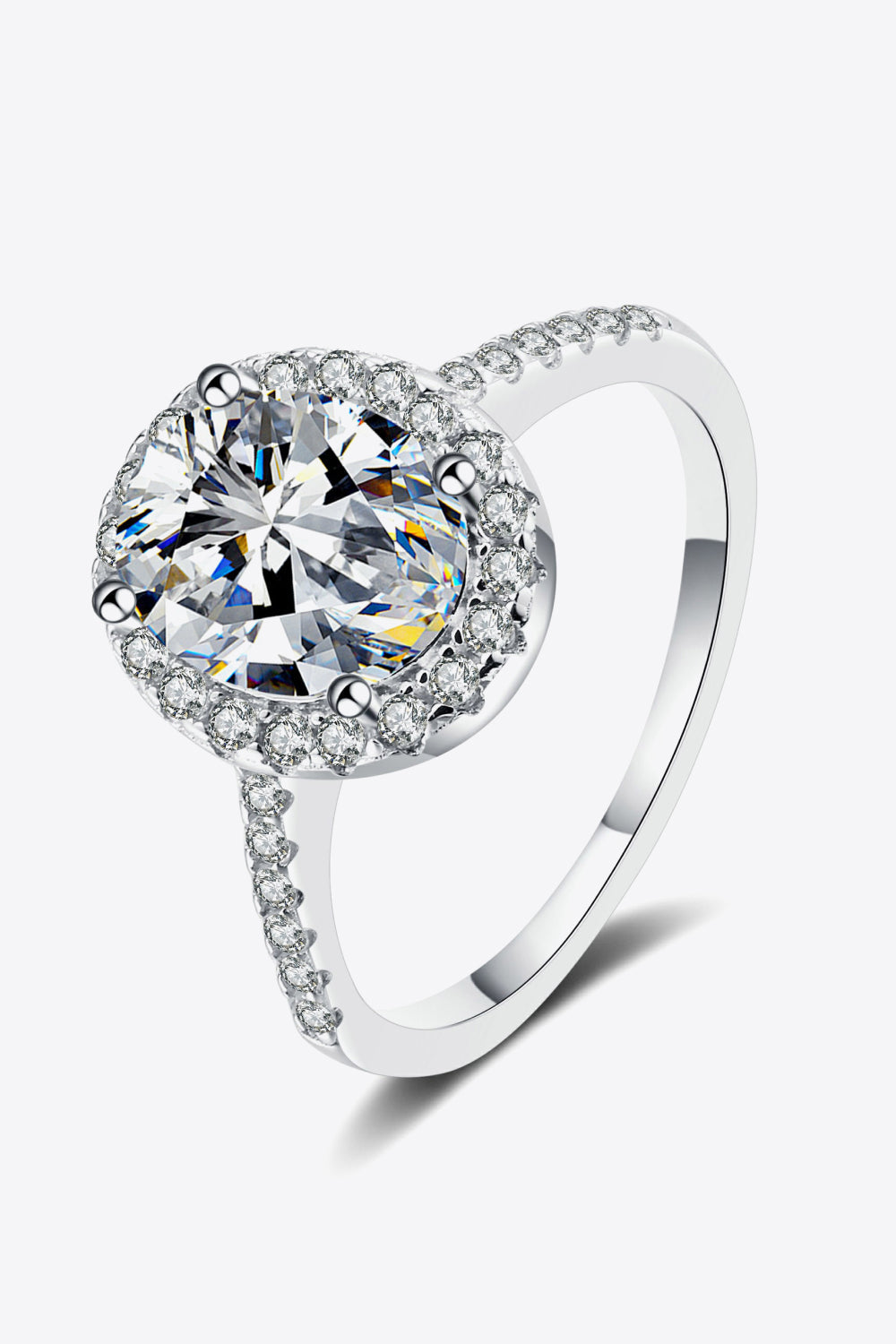 2 Carat Oval-Cut Sparkala™ 925 Sterling Silver Halo Ring