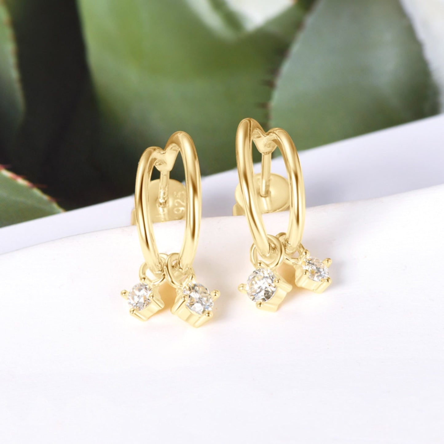 Platinum-Plated Pure Sterling Silver Sparkala™ C-Hoop Earrings