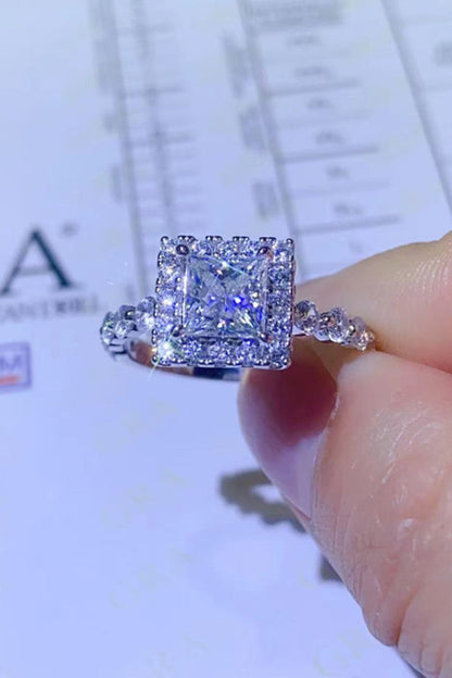 Adored 1 Carat Princess-Cut Sparkala™ Square Ring (Platinum Over Pure Sterling Silver)