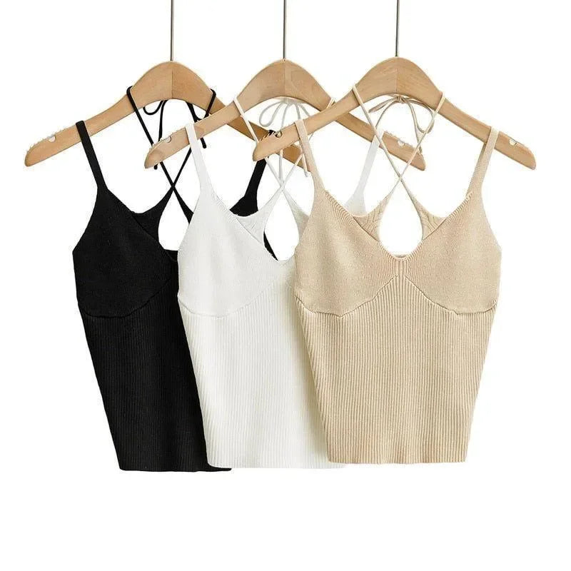 Damian White Cotton Cross Halter Top