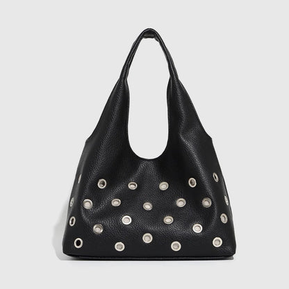 Dark Orbit Leather Rivet Shoulder Bag