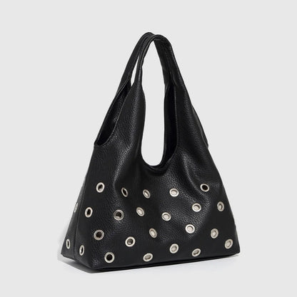 Dark Orbit Leather Rivet Shoulder Bag