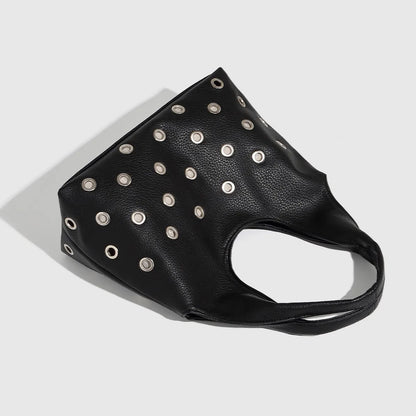 Dark Orbit Leather Rivet Shoulder Bag