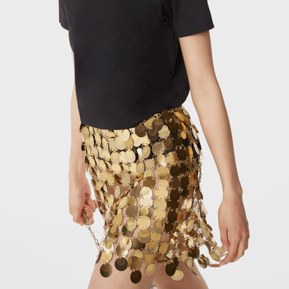 Date Me Now Gold Sequin Mini Skirt
