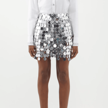 Date Me Now Silver Sequin Mini Skirt