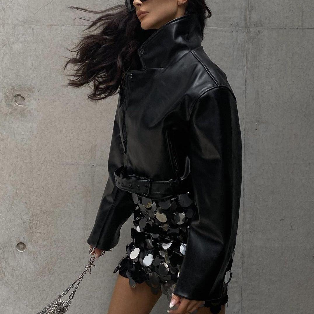 Date Me Now Black Sequin Mini Skirt
