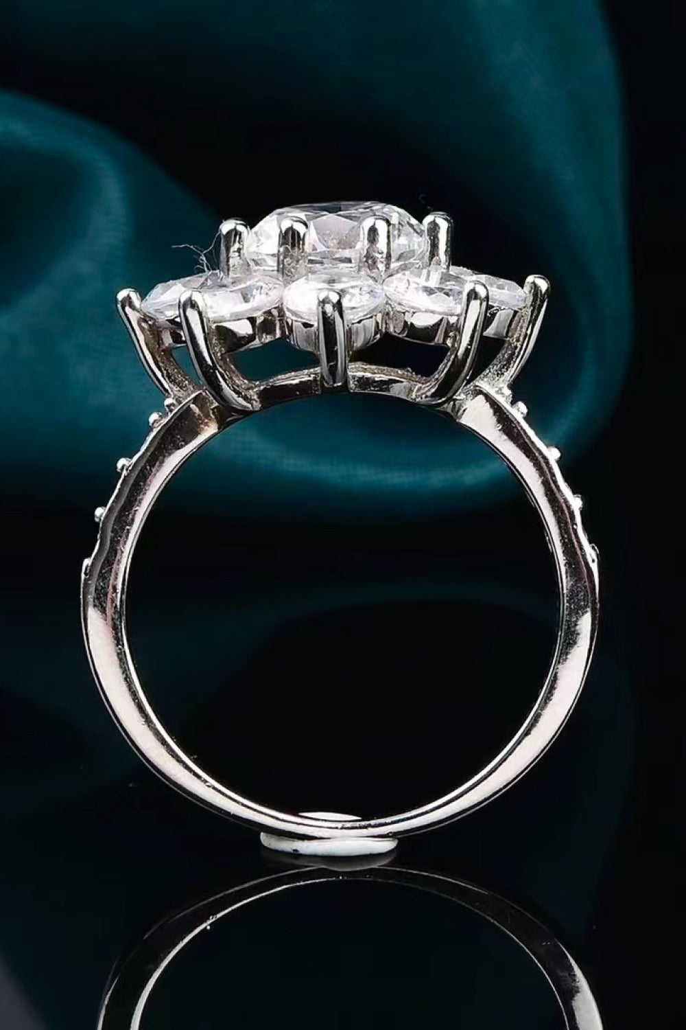 1 Carat Brilliant Round Cut Sparkala™ Platinum Over Pure Sterling Silver Flower Ring