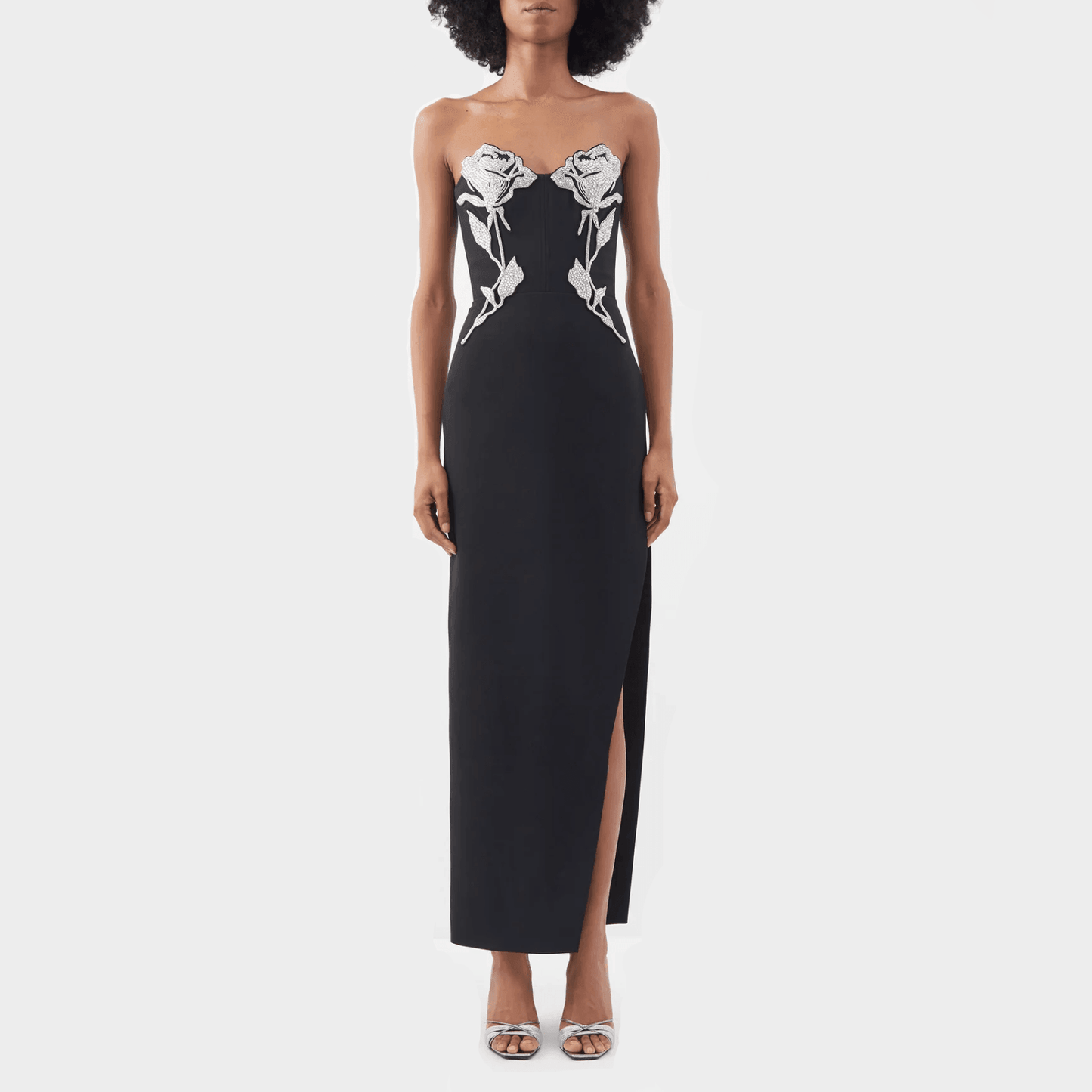 Dolled Up Crystal Rose Embroidered Maxi Dress