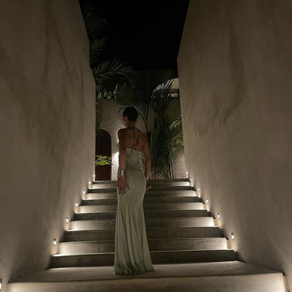 Don't Need A Filter Butterfly Halter Light Green Maxi Dress
