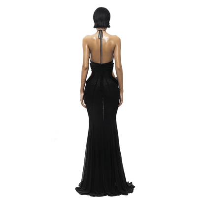 Don't Need A Filter Butterfly Halter Black Maxi Dress