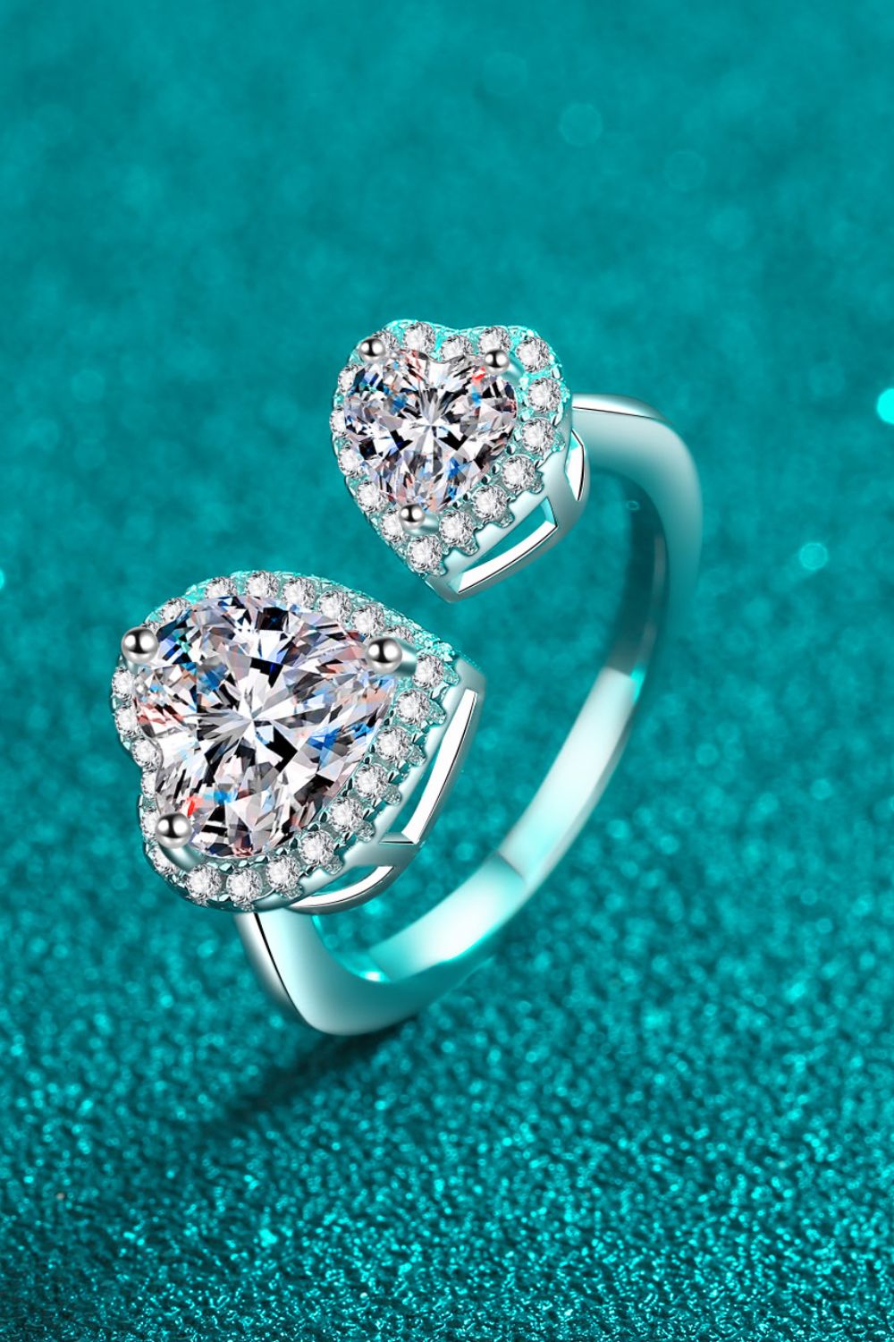 Sparkala™ Open Double Heart Ring (Platinum Over Pure Sterling Silver)