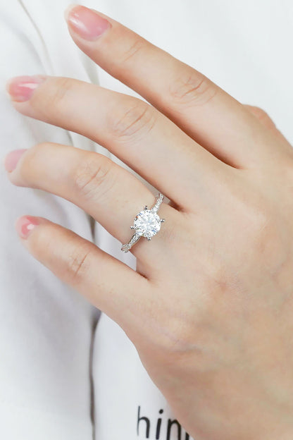 1.5 Carat Brilliant Round Cut Sparkala™ Side Stone Ring (Platinum Over Pure Sterling Silver)