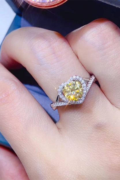 Adored 1 Carat Yellow Green Sparkala™ Platinum Over Pure Sterling Silver Heart Ring