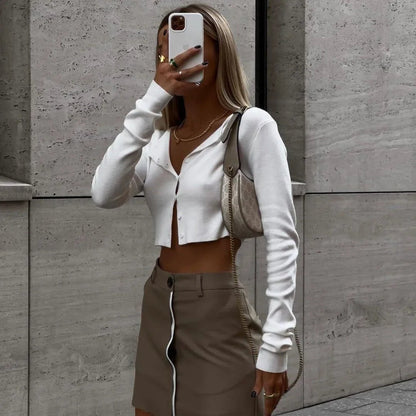 Edna White Knitted Cardigan