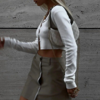 Edna White Knitted Cardigan