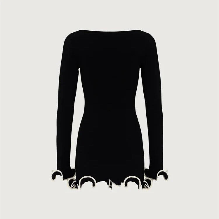 Elegance in Time Black Ruffled Mini Dress