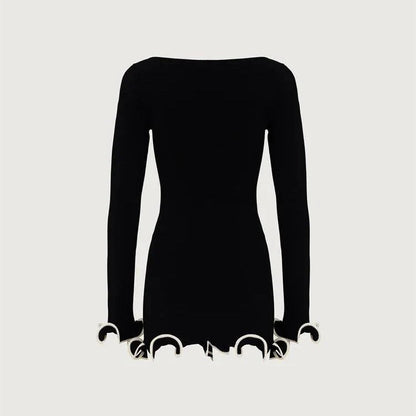 Elegance in Time Black Ruffled Mini Dress
