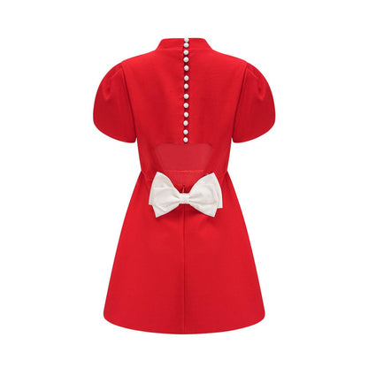 Elegant Occasion Red Bow Mini Dress