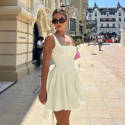 Enjoy The Love Ivory Bow-Accent Mini Dress