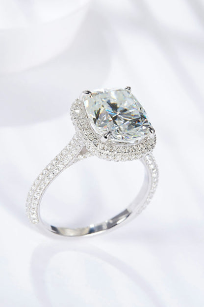 6 Carat Cushion-Cut Sparkala™ Halo Ring (Platinum Over Pure Sterling Silver)