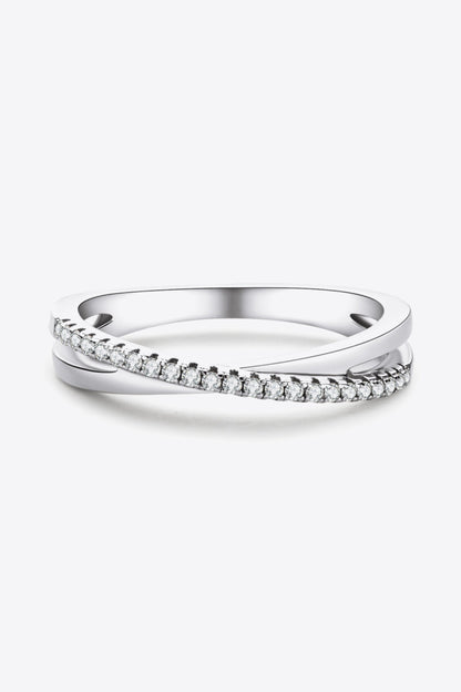 Platinum Over Pure Sterling Silver Crisscross Sparkala™ Ring