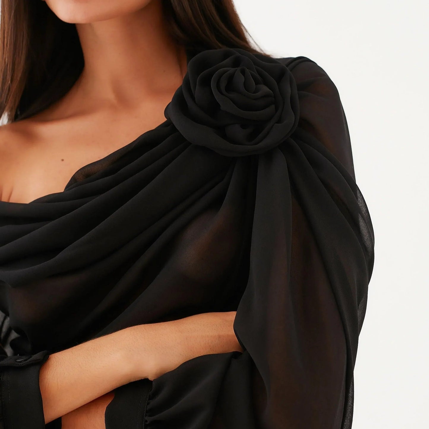 Fab-u-la’s Black Asymmetrical Draped Blouse