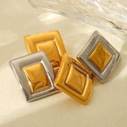Fashionable Plated Rectangular Geometric Earrings