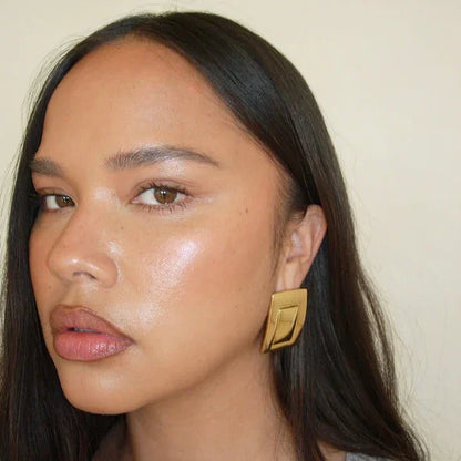 Fashionable Plated Rectangular Geometric Earrings