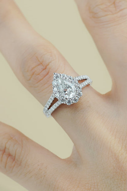 1 Carat Sparkala™ Teardrop Split Shank Ring (Platinum Over Pure Sterling Silver)