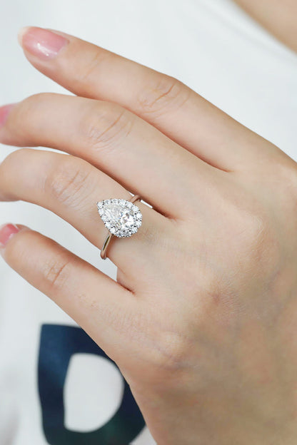 1.5 Carat Pear-Cut Sparkala™ Teardrop Ring (Platinum Over Pure Sterling Silver)