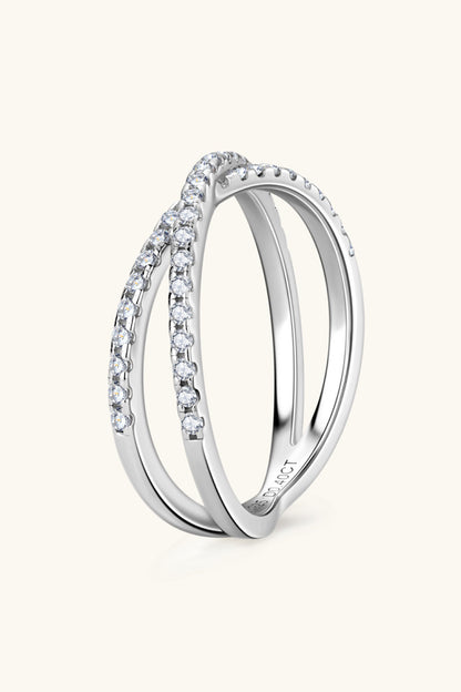 Sparkala™ Platinum Over Pure Sterling Silver Crisscross Ring