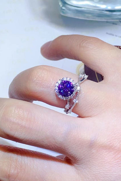1 Carat Blue Brilliant Round Cut Sparkala™ Platinum Over Pure Sterling Silver Ring (Blue Or Purple)