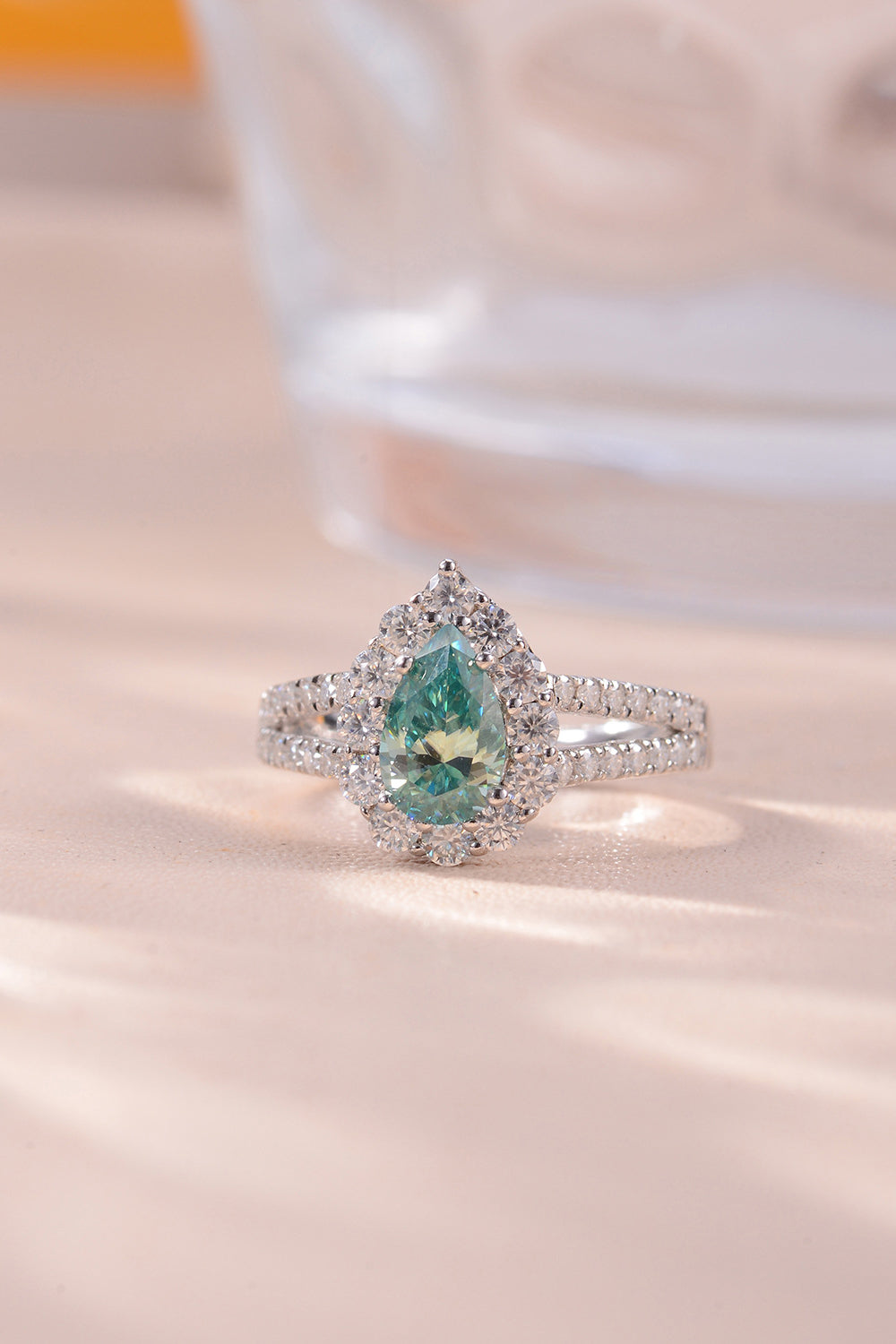 1 Carat Pear Cut Blue Pear-Cut Sparkala™ Platinum Over Pure Sterling Silver Ring