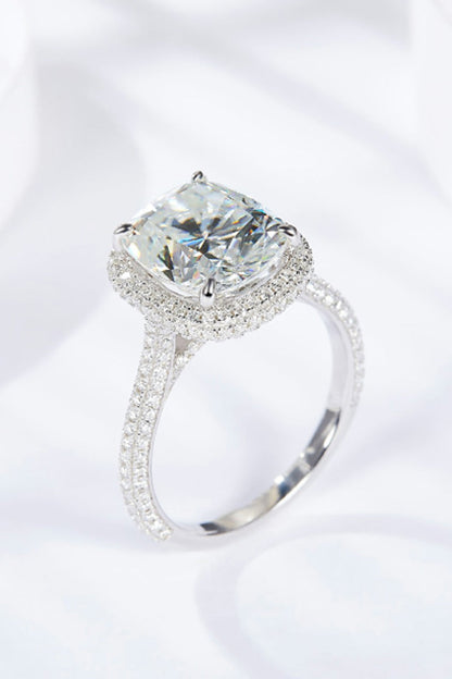 6 Carat Cushion-Cut Sparkala™ Halo Ring (Platinum Over Pure Sterling Silver)