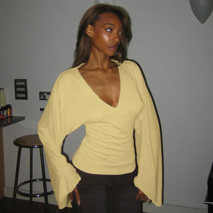 Flirty Season Long Sleeve V-neck Top