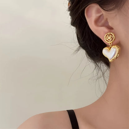 Flower Heart Stone Earrings