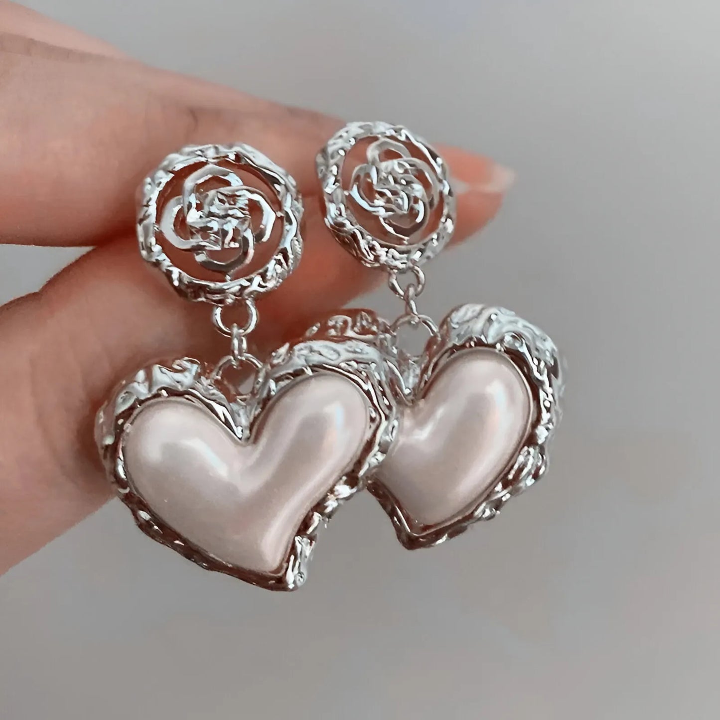 Flower Heart Stone Earrings